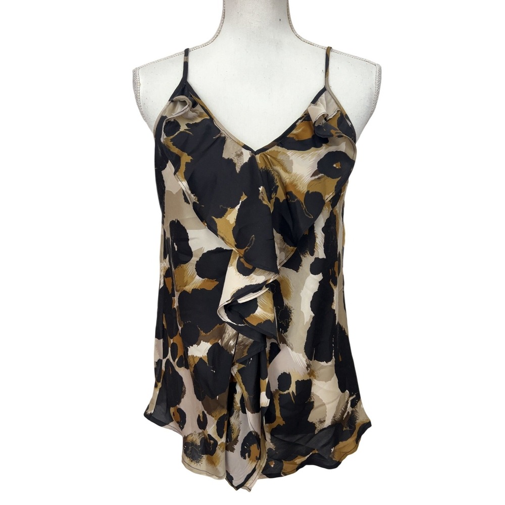 CAbi Women Ingenue Cami Black Gold Spaghetti Strap Tank Top Leopard Print Size S